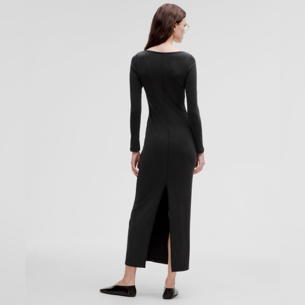 Lululemon Drapey Softstreme Long-Sleeve Black Maxi Dress Medium - Picture 2 of 11